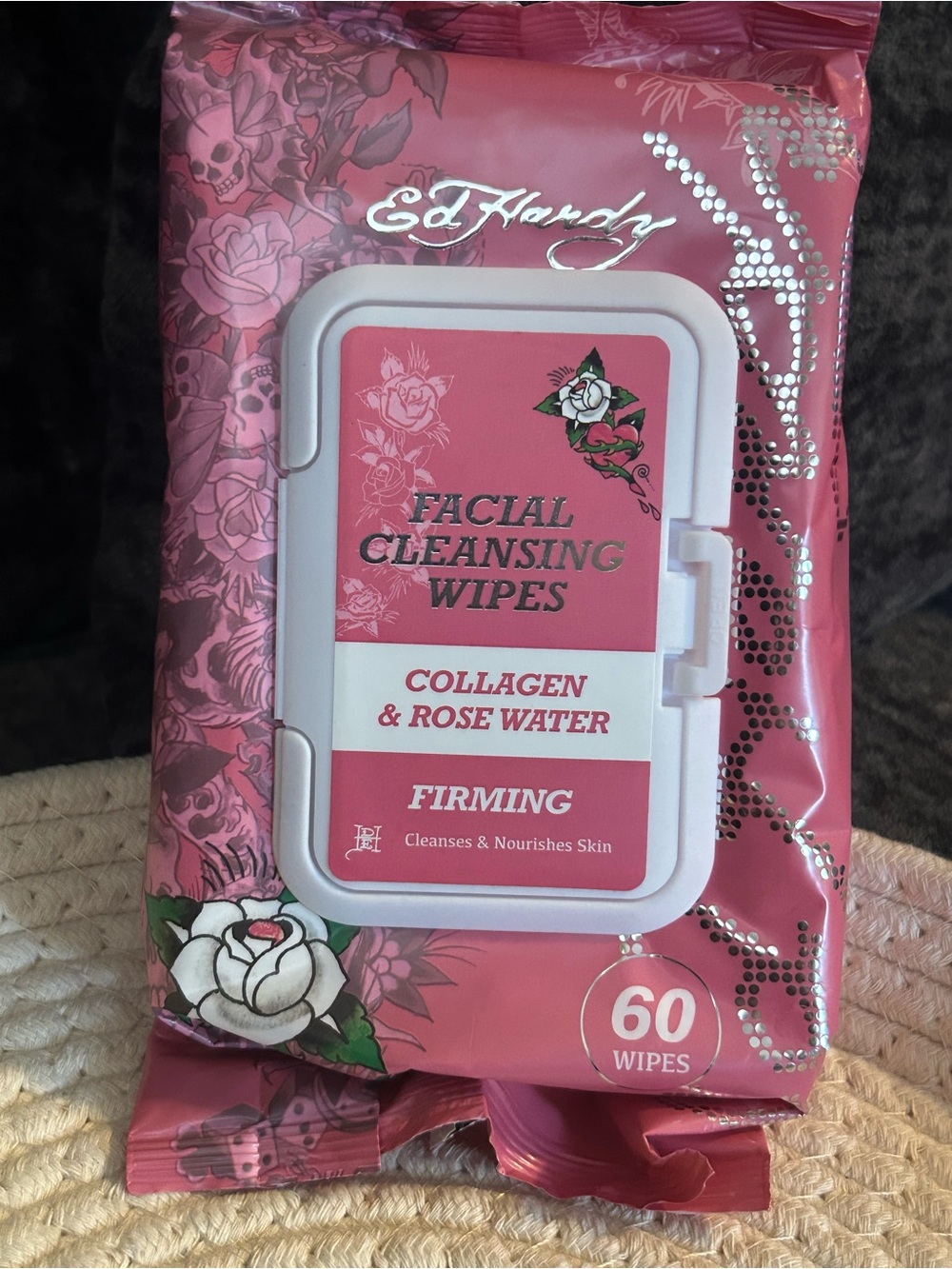 Ed Hardy Pink Collagen & Rose Water Facial Cleansing Wipes - Firming